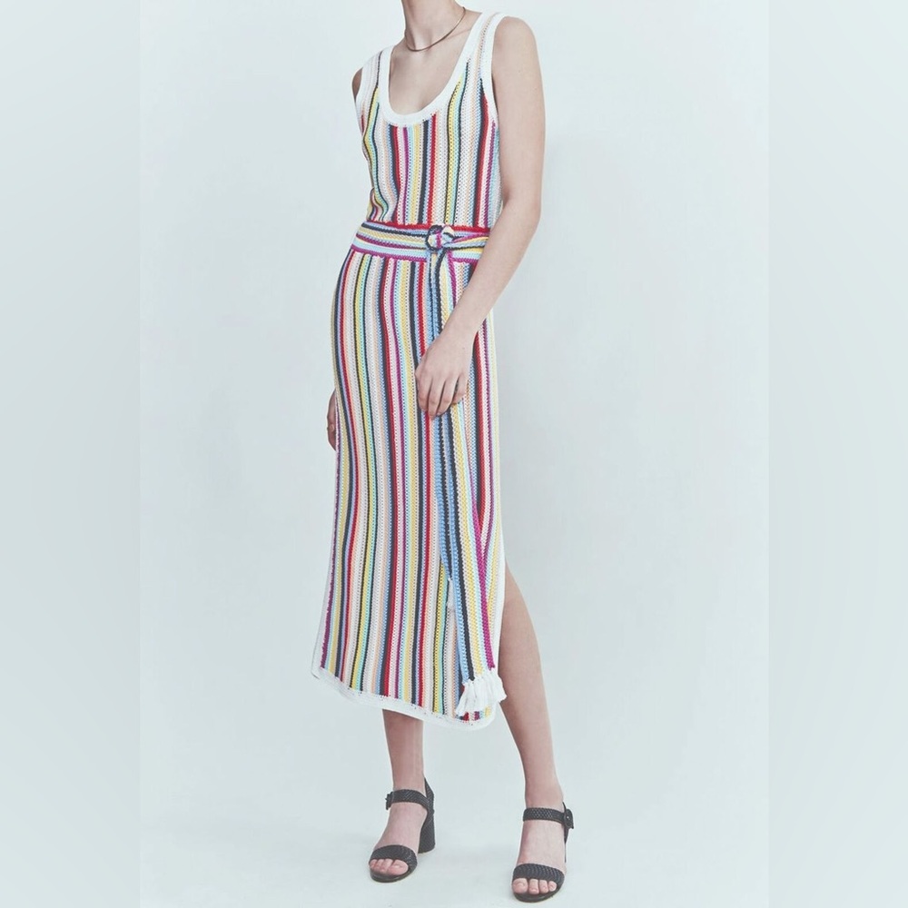 Marie Oliver Crochet Striped Midi Dress size Small